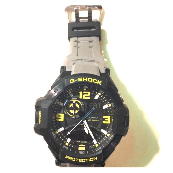 casio men's twin sensor watch blue accents